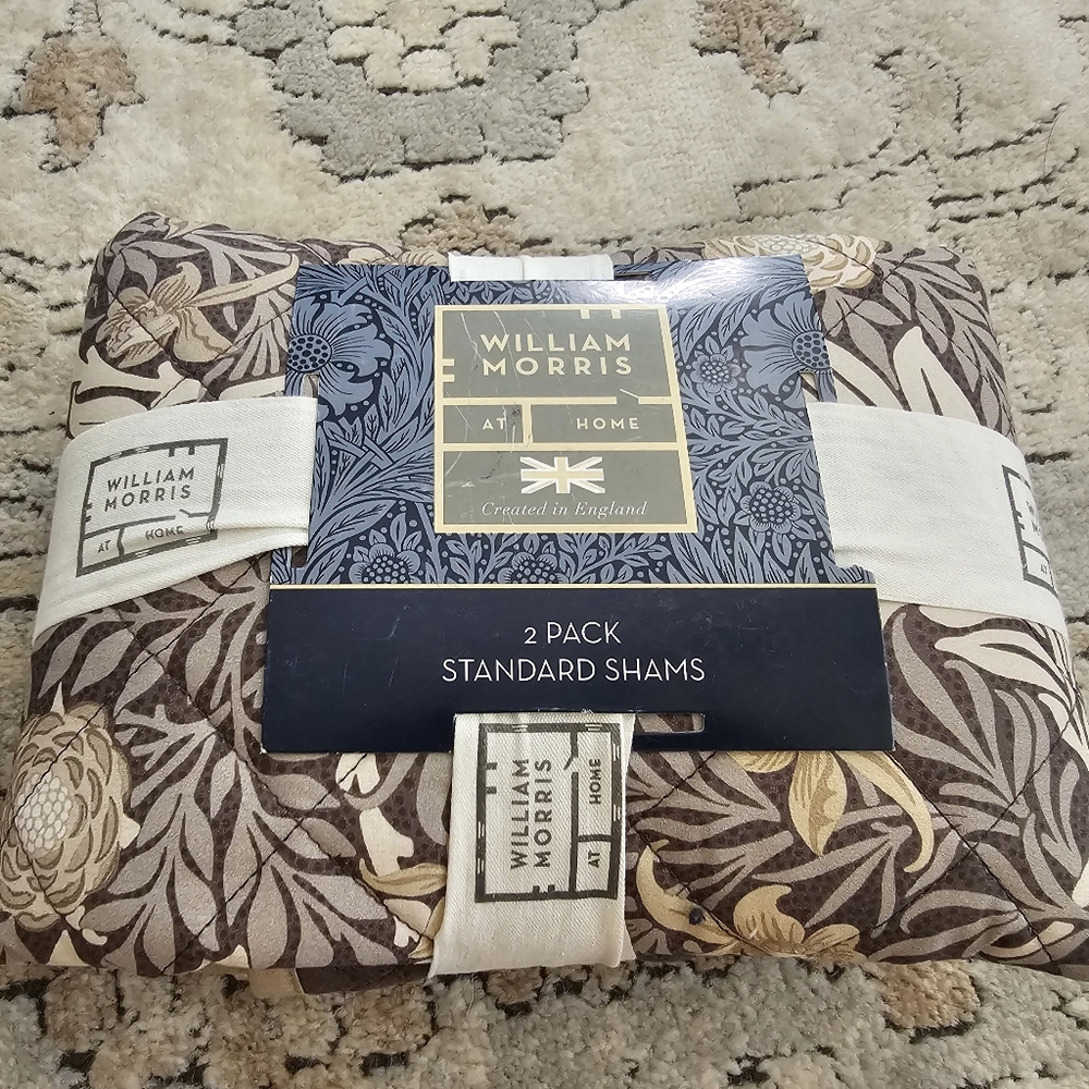 William Morris Larkspur Charcoal Quilted Standard Shams Set Of 2